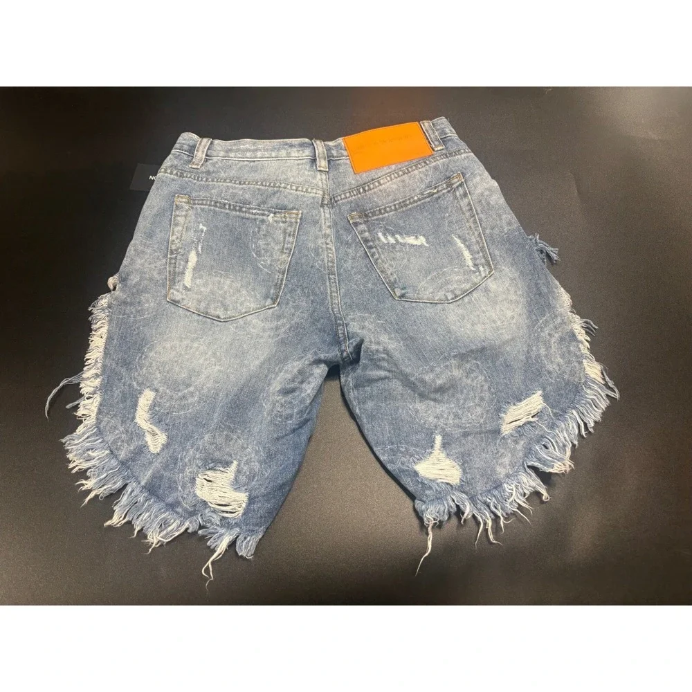 One‎ Teaspoon NEW Misty Blue Frankies Shorts Women's 23 Blue Denim Long Length